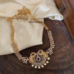 AD navilu choker cum necklace set