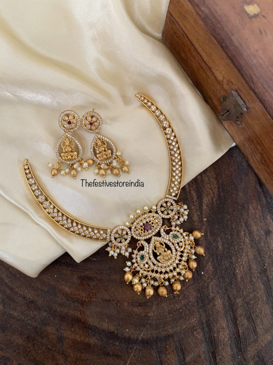AD lakshmi floral necklace set