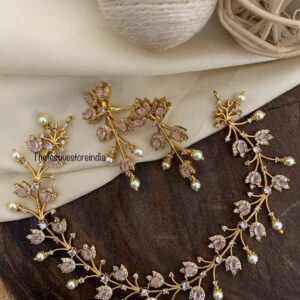 Gold finish Pink contemporary evening wear