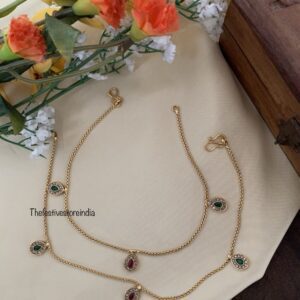 Round drops multi colour anklets