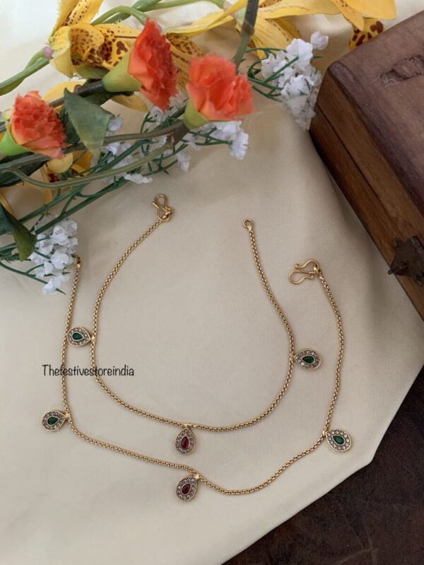 Round drops multi colour anklets