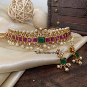 Kemp and kundan choker set