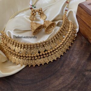 Two layer heavy high neck kaasu choker set