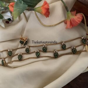 V2 Green palakka high neck choker set