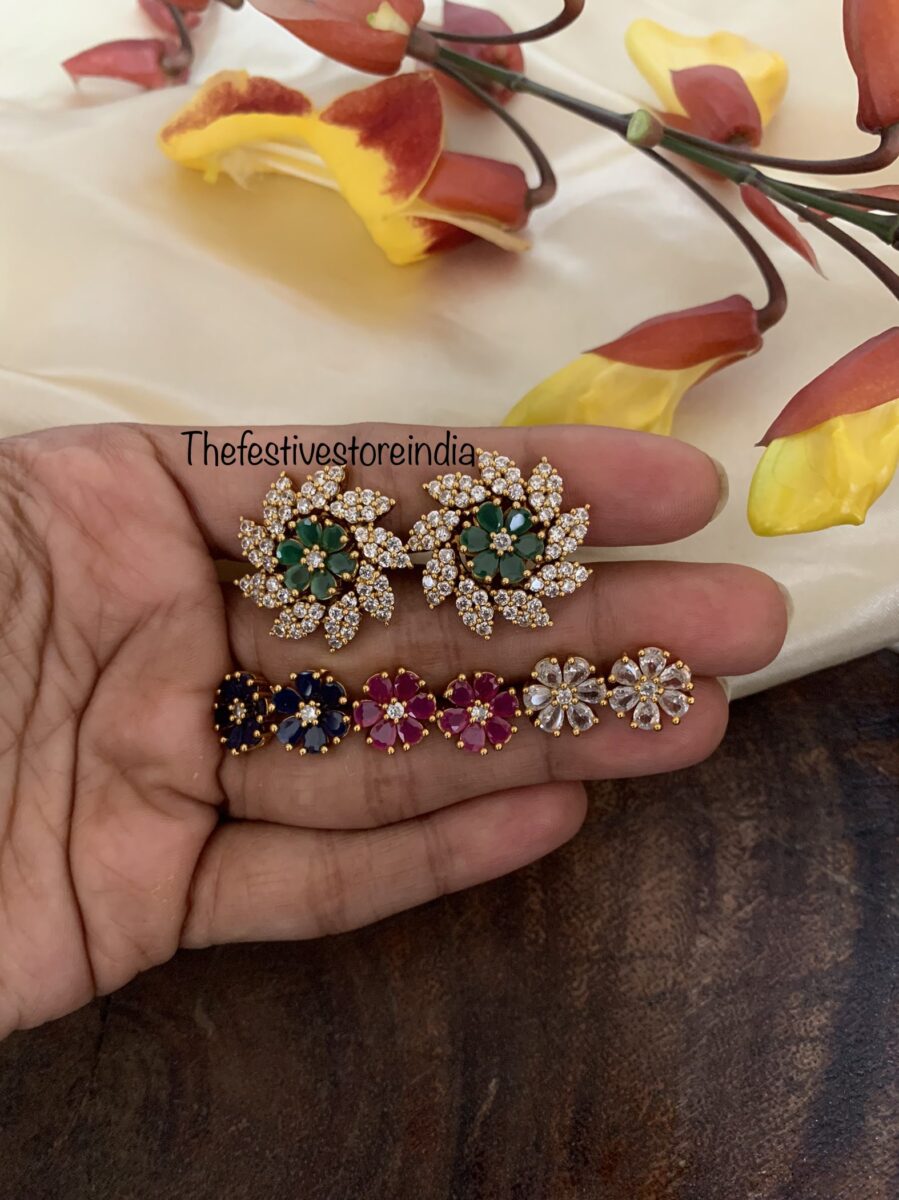 Changeable studs with red, green, navy blue and white options