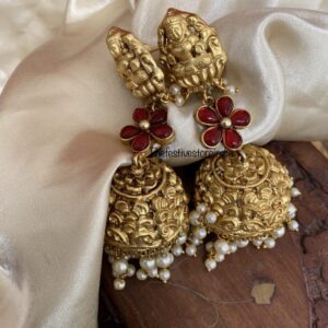 Floral lakshmi Jadau geru polish jhumkas