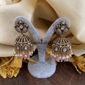 Victorian Pink drop jhumkas