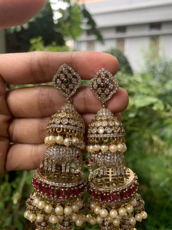 AD bridal jumbo elephant jhumkas