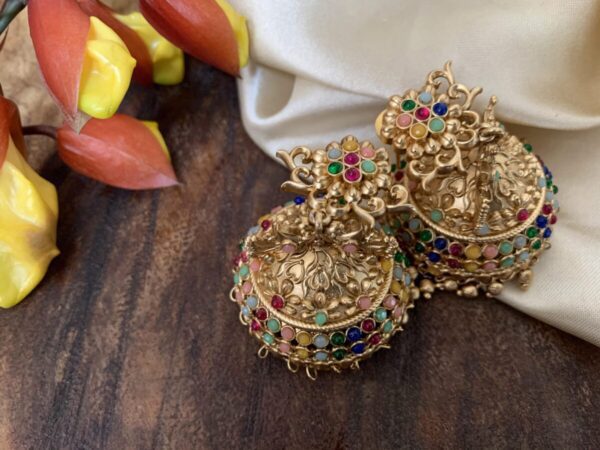Multi colour bead jhumkas