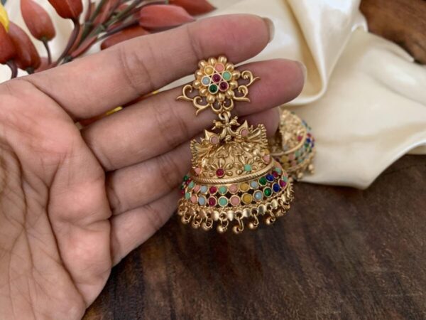 Multi colour bead jhumkas