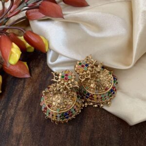 Multi colour bead jhumkas