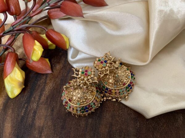 Multi colour bead jhumkas