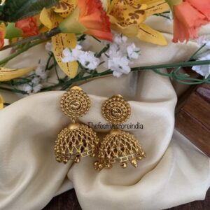 Gold knit jhumkas