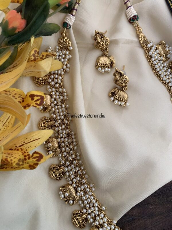 Ambaari lakshmi white pearls haaram set