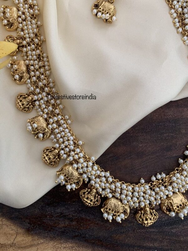 Ambaari lakshmi white pearls haaram set