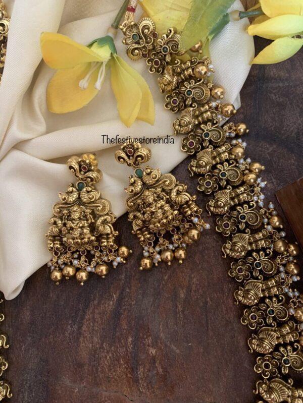 Lakshmi navilu antique polish haaram set