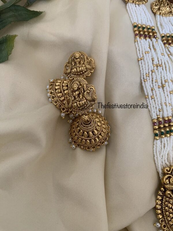 White beads mid length lakshmi set