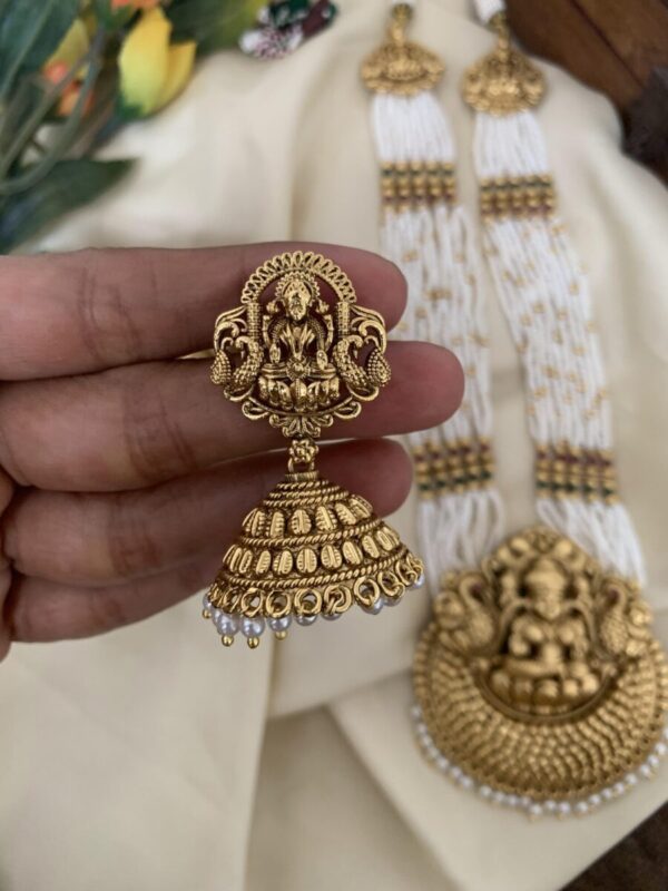 White beads mid length lakshmi set