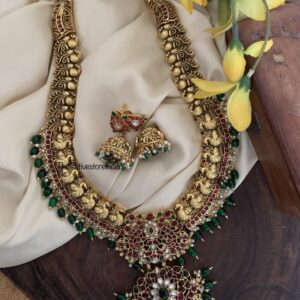 Bridal kemp and green beads haaram set