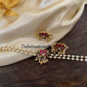 Simplistic jadau lotus choker set