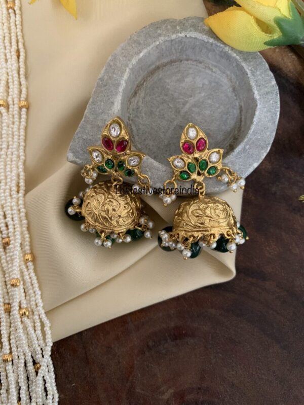 Jadau white beads Lakshmi haaram set