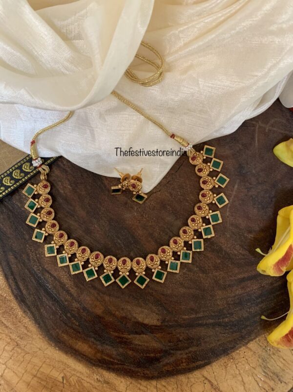 Enamel green ruby stones