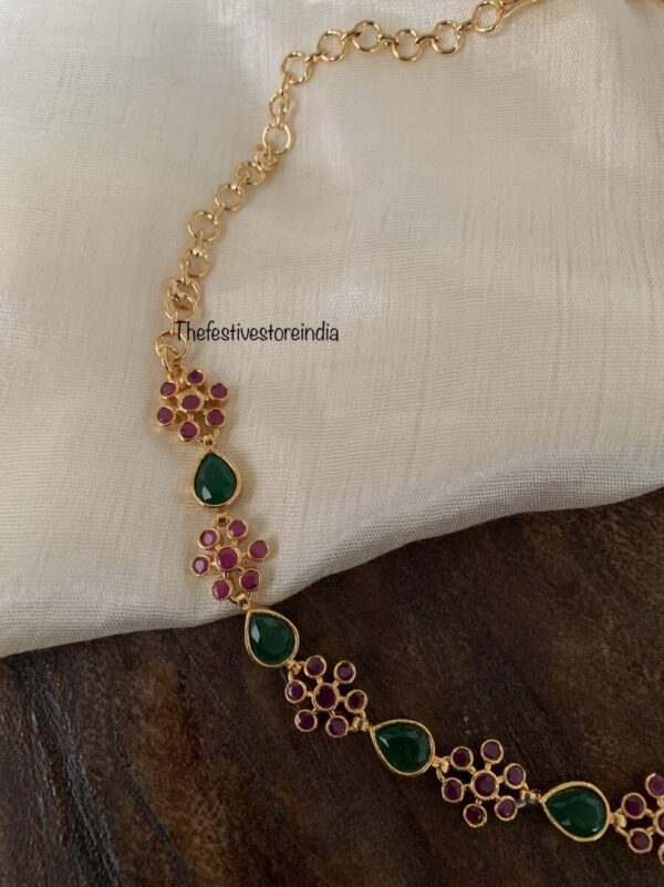 Kerala style micro gold plated floral necklace