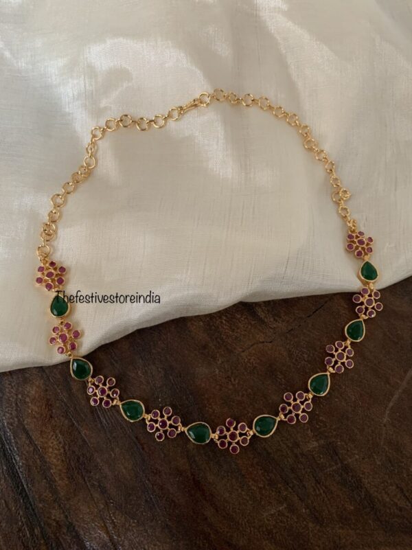 Kerala style micro gold plated floral necklace