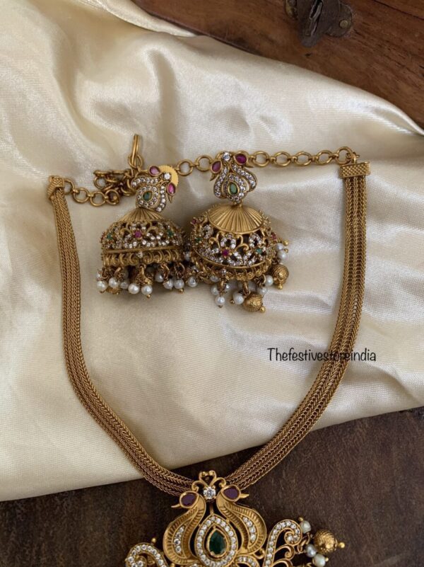 Attigai style antique finish necklace set