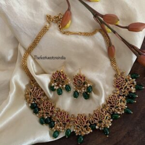 Antique polish green drops lotus set