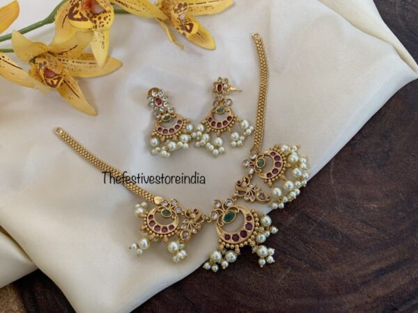 3 mini Chandbali necklace set