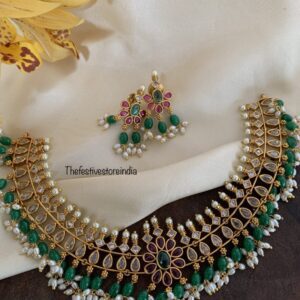 Rice pearls green drops set