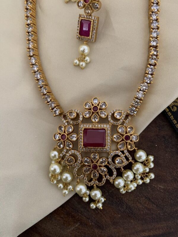 AD ruby studded necklace set