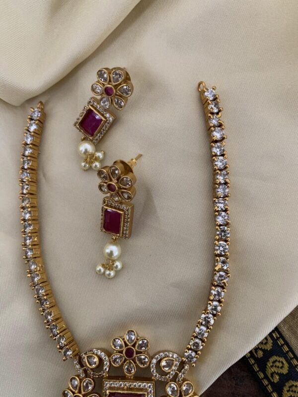 AD ruby studded necklace set