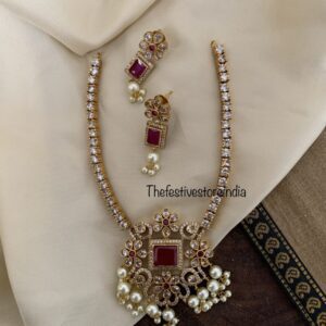 AD ruby studded necklace set