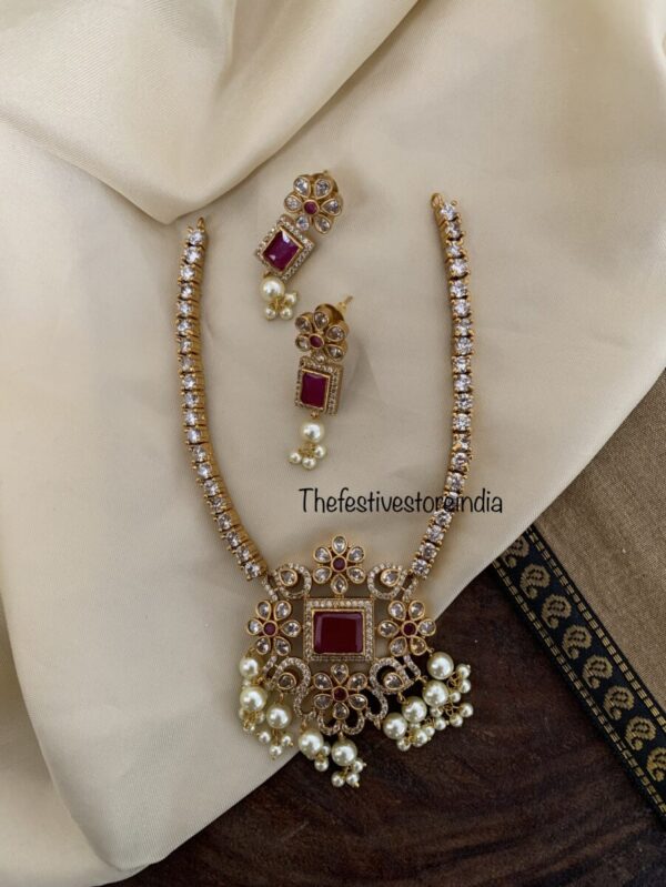 AD ruby studded necklace set