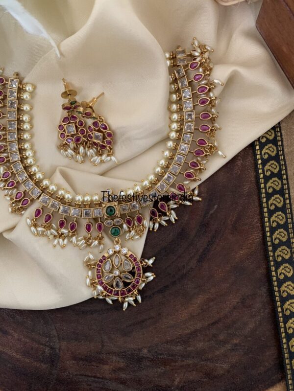 Rice pearls kemp pendant set