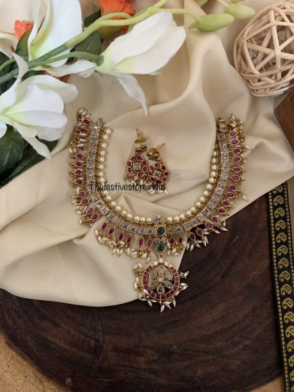 Rice pearls kemp pendant set