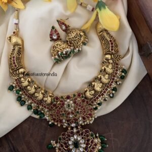 Bridal kemp and green beads necklace set