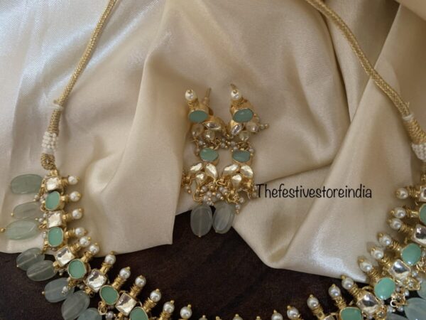 Pastel Pachi kundan necklace set