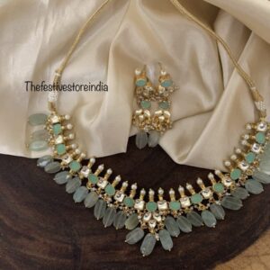 Pastel Pachi kundan necklace set