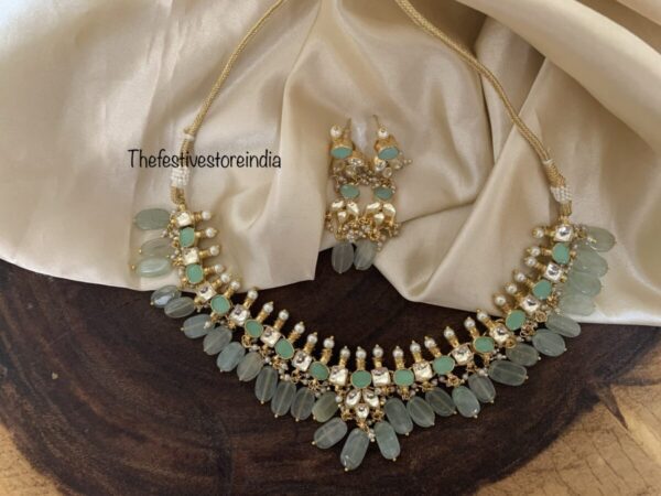 Pastel Pachi kundan necklace set