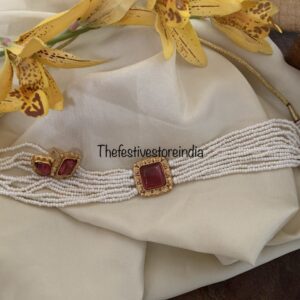Budgeted Ruby pearl choker set