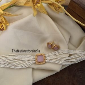 Budgeted Pink pearl choker set