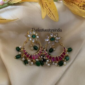 Jadau screwback chandbali