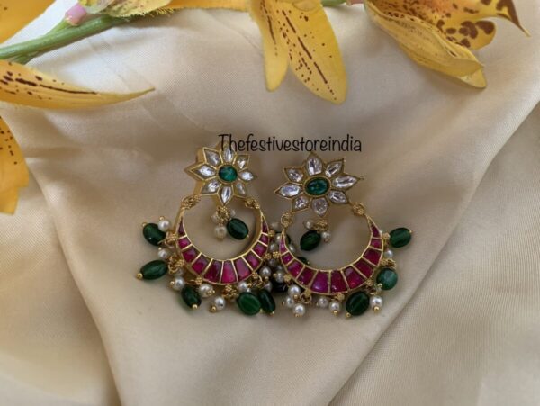 Jadau screwback chandbali