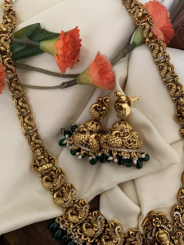 Green beads Lakshmi bridal haaram set