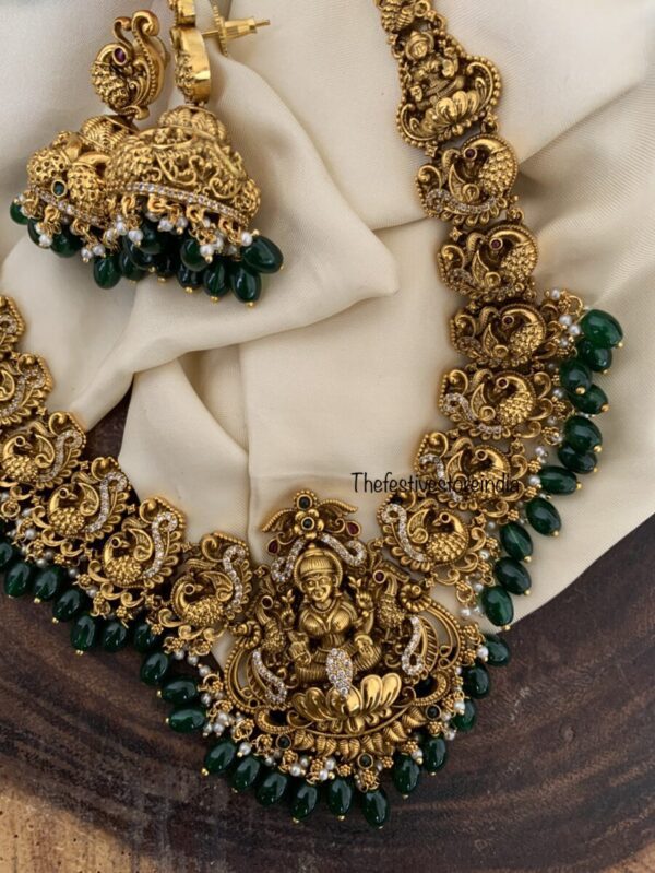 Green beads Lakshmi bridal haaram set