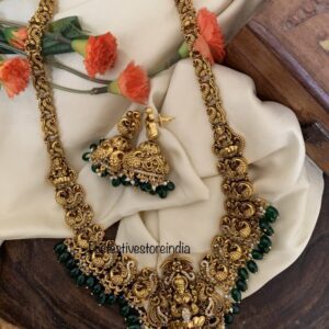 Green beads Lakshmi bridal haaram set