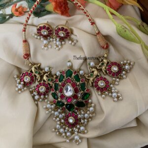 Unique Antique polish Jadau lotus choker set